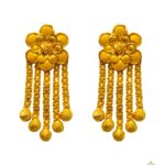 Gold earrings design can make your look all the prettier any day of the week! 21 carat pure gold earring bring a hint of luxury to your outfit. This simple gold earrings design weight only 5.18 gram.