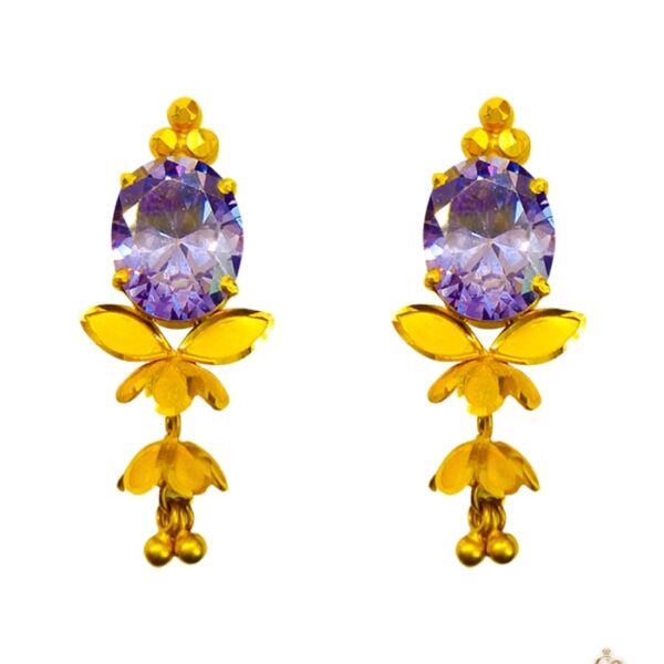 Gold earrings design can make your look all the prettier any day of the week! 21 carat pure gold earring bring a hint of luxury to your outfit. This simple gold earrings design weight only 3.52 gram.