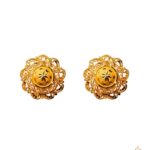 Gold earrings design can make your look all the prettier any day of the week! 21 carat pure gold earring bring a hint of luxury to your outfit. This simple gold earrings design weight only 2.39 gram.