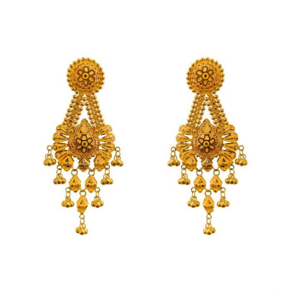 Enhance your look with 21k gold Kaner dul from Chowdhury Gold. Shop our incomparable new kaner dul for your new favorite pair. The weight of this kaner dul is 8.64gm.